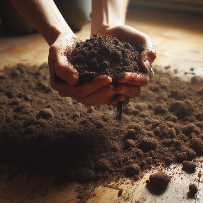 A person holding soil in his hands