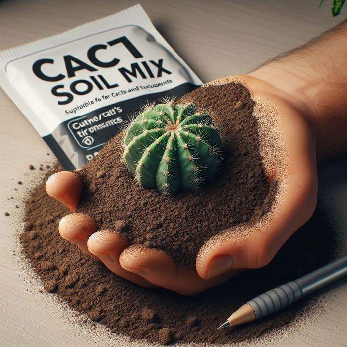 A person holding cacti mix soil on her hand