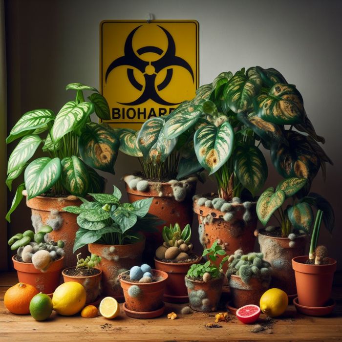 Houseplants with fungal infection 