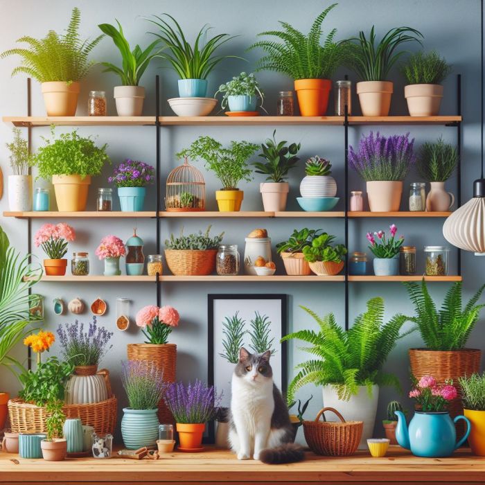 Cat friendly plants in an image