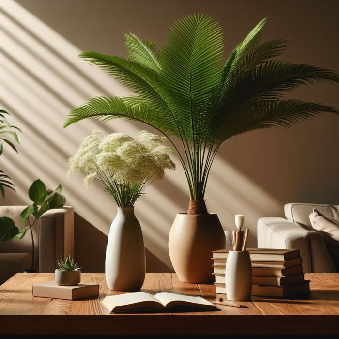Majesty palm on a reading table