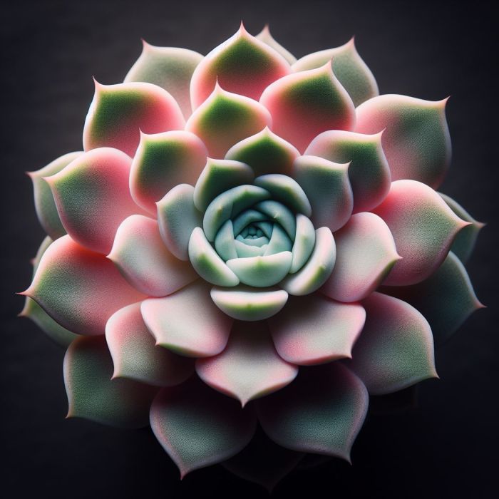 An image of succulent plant with black background