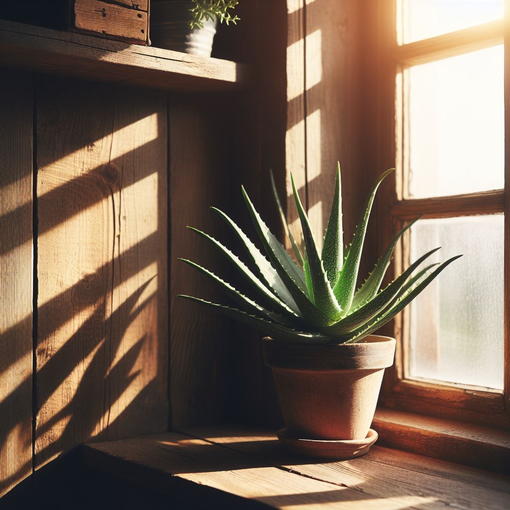 Aloe vera plant is indirect sunlight