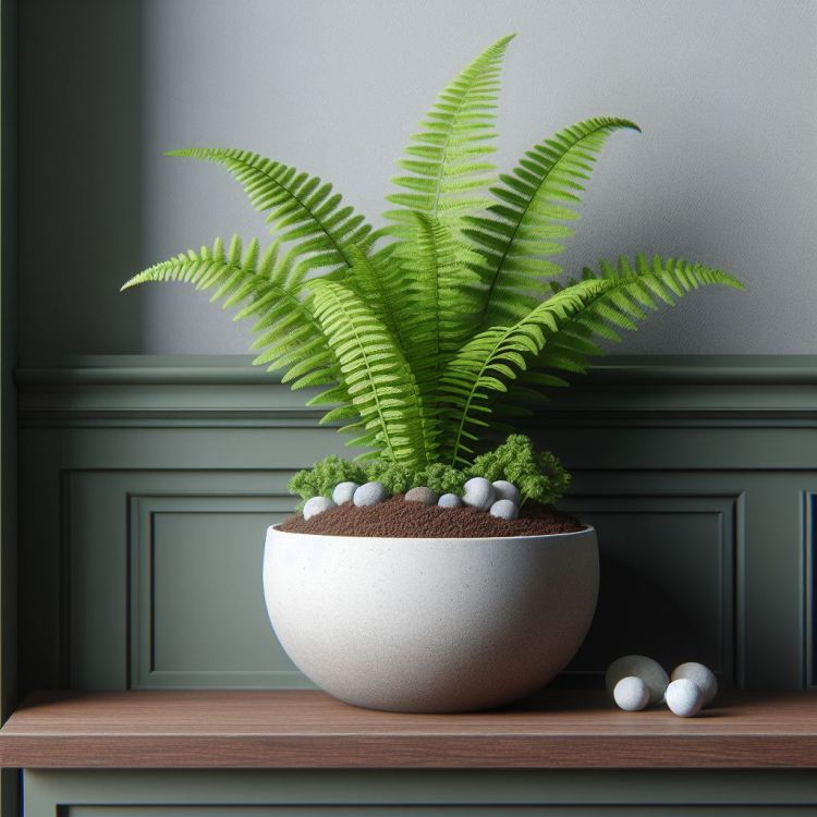 Ferns plant in white pot