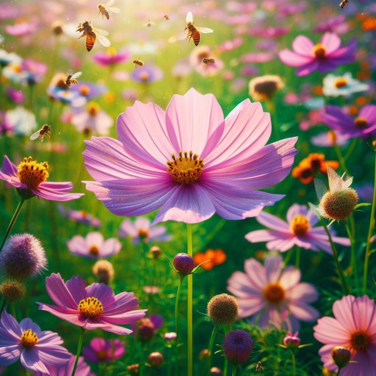 Cosmos (Cosmos bipinnatus) flowering plant