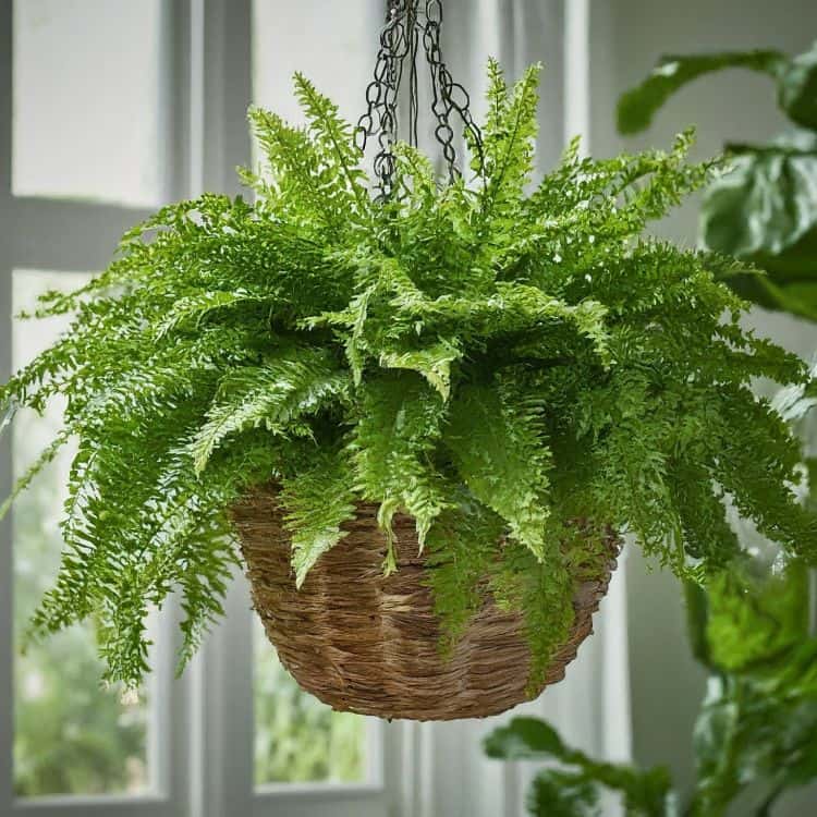 Boston fern in hanging basket